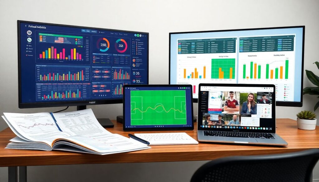 Сезонные графики забитых голов и очков как индикаторы роста - иллюстрация