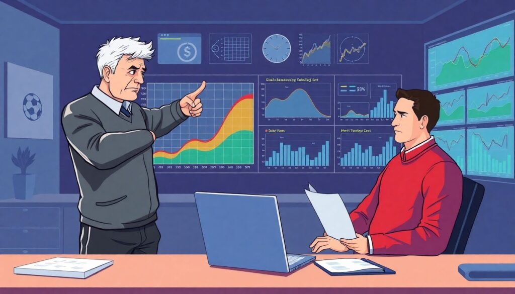 Сезонные графики забитых голов и очков как индикаторы роста - иллюстрация